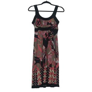 Vintage Kupcake Brown Floral Print Sleeveless Babydoll Dress Size M Forest Fairy